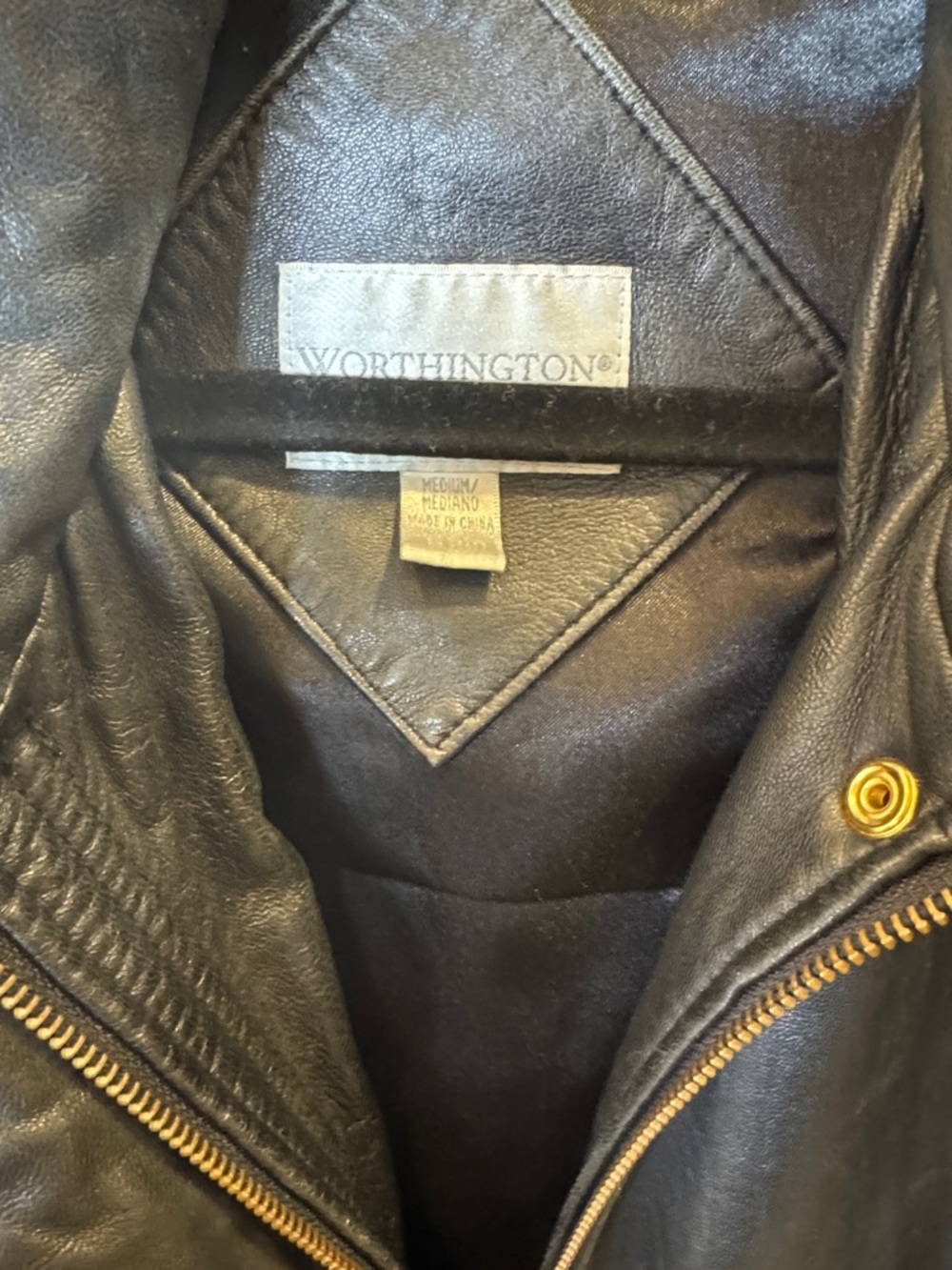 Worthington Black Faux Leather Moto Jacket with Gold Hardware